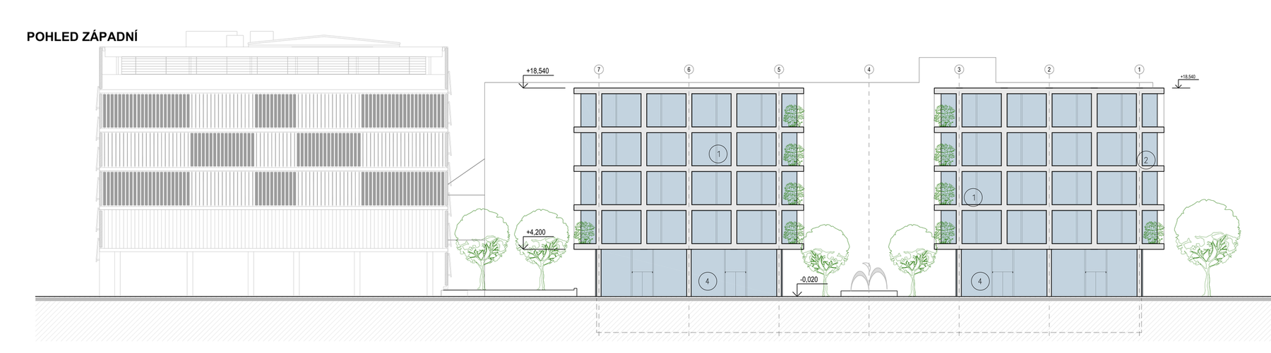 Westansicht – City Green Park 2 neben dem Parkhaus